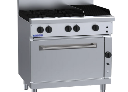 Luus Professional RF-4B3C 900mm Gas 4 Burner 300mm Chargrill Range & Convection Oven