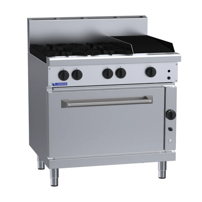 Luus Professional RF-4B3C 900mm Gas 4 Burner 300mm Chargrill Range & Convection Oven