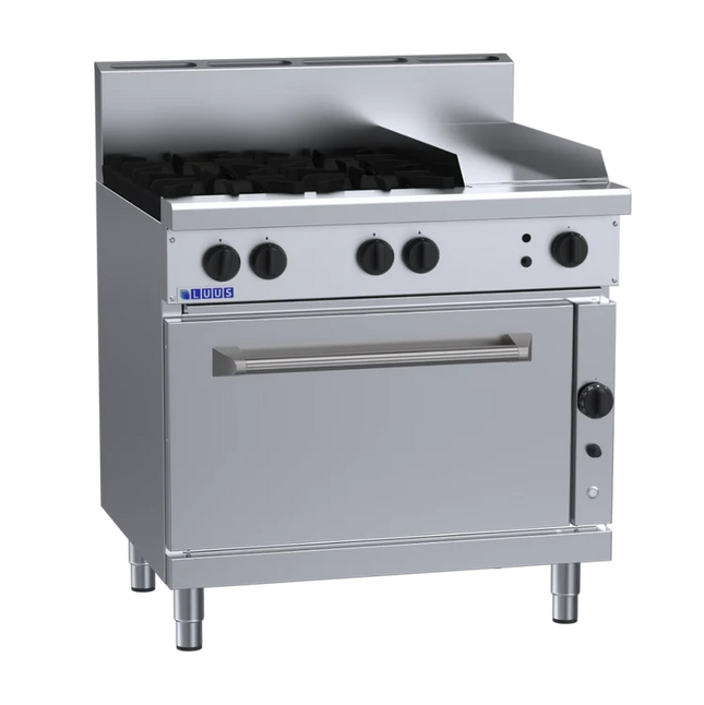 Luus Professional RF-4B3P 900mm Gas 4 Burner 300mm Griddle Range & Convection Oven