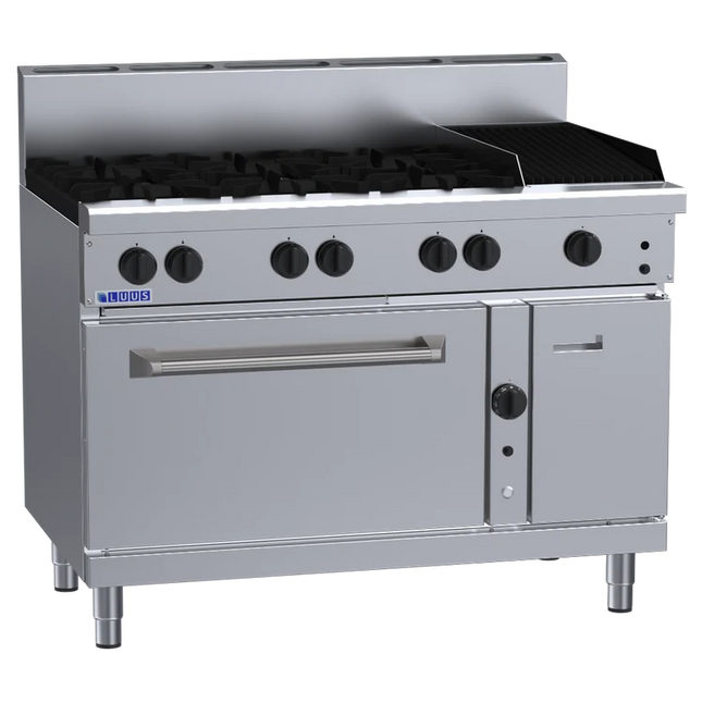 Luus Professional 1200mm Gas 6 Burner 300mm Chargrill Range & Convection Oven