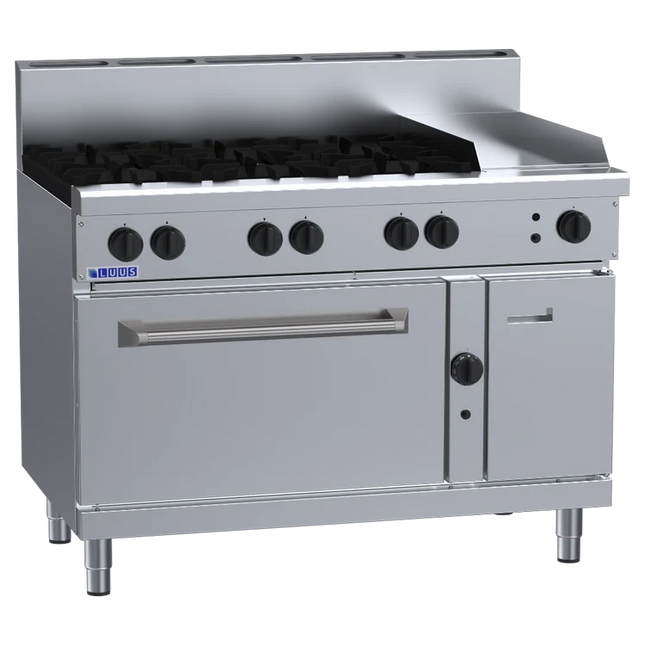 Luus Professional RS-6B3P 1200mm Gas 6 Burner 300mm Griddle Range & Static Oven