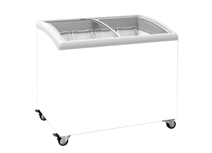Exquisite Curved Glass Display Chest Freezers with 4 Baskets with LED