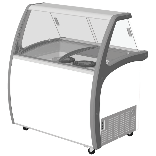 Exquisite SD325S2 Six Tubs Ice Cream Scooping Freezers with Scoop Washer and Bottom Storage Door