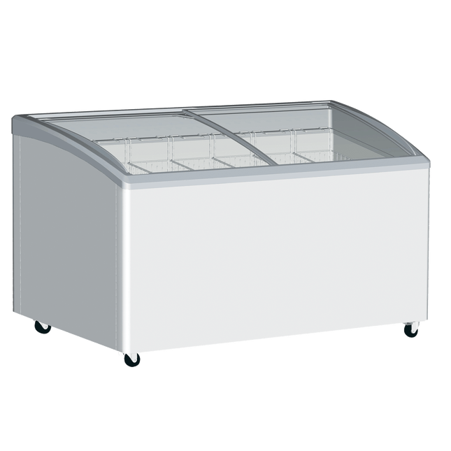 Exquisite SD575K Curved Glass Display Chest Freezers with Baskets