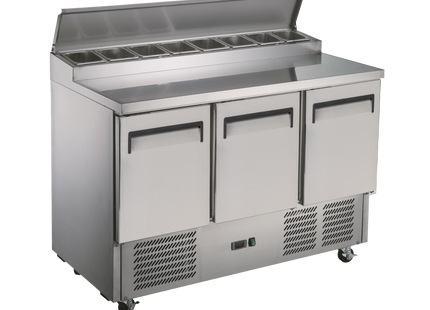 Exquisite Three Door Stainless Steel Top Food Preparation Refrigerators (Excluding Pans)