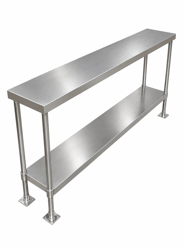 Stainless Steel Double-Tier Workbench Overshelf