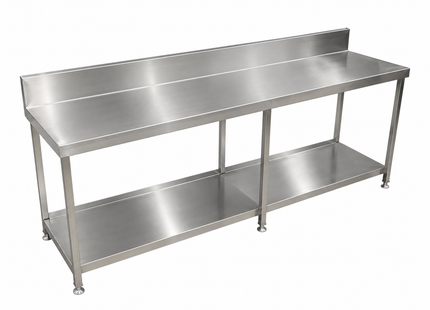 Stainless Steel Workbench with Rear Splashback & Undershelf