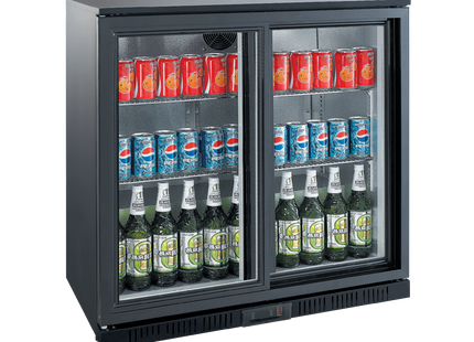 Exquisite UBC210SL Two Sliding Doors Backbar Display Refrigerators, Low Height