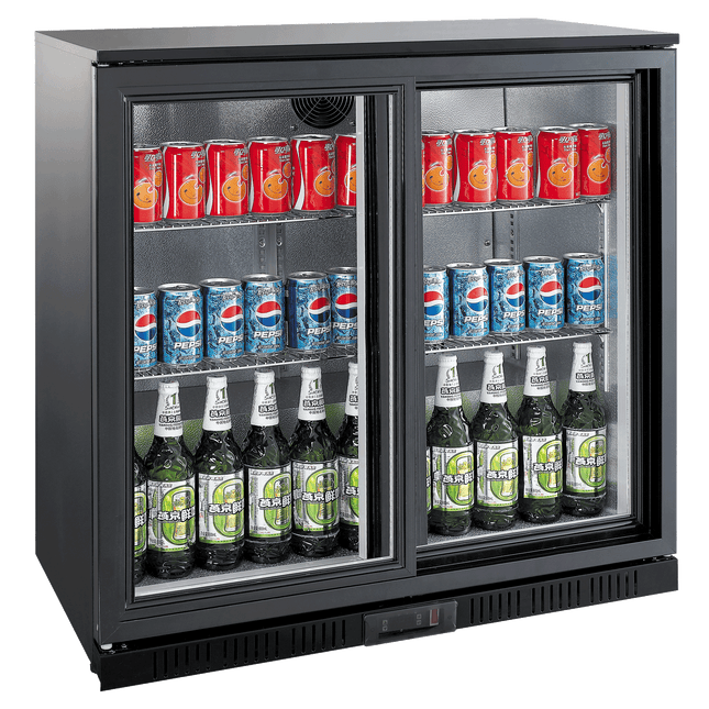 Exquisite UBC210 Two Sliding Doors Backbar Display Refrigerators 835mm Height