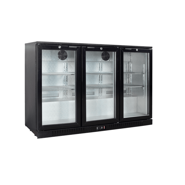 Exquisite UBC330 Three Swing Doors Backbar Display Refrigerators 900mm Height