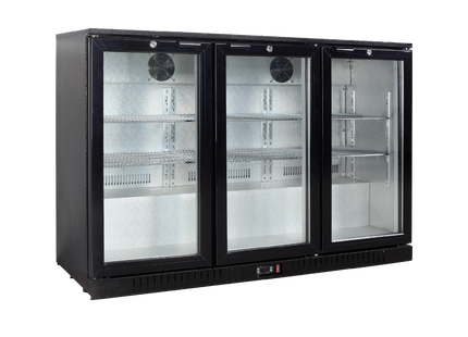 Exquisite UBC330L Three Swing Doors Backbar Display Refrigerators, Low Height