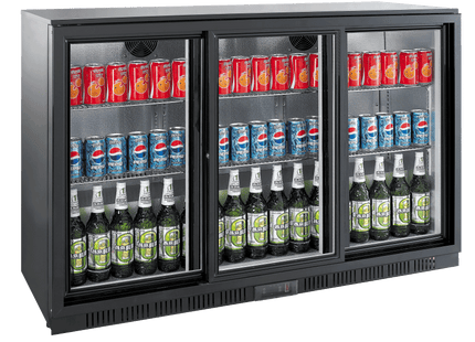 Exquisite UBC330 Three Sliding Doors Backbar Display Refrigerators 835mm Height