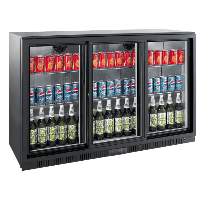 Exquisite UBC330 Three Sliding Doors Backbar Display Refrigerators 835mm Height
