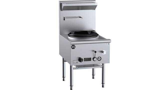 B+S Black Waterless Wok Tables - Single Hole Deluxe Waterless wok Table