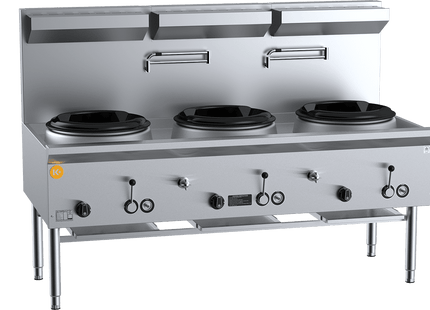 K+ Waterless Wok Tables - Three Hole Waterless Wok Table