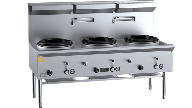 K+ Waterless Wok Tables - Three Hole Waterless Wok Table