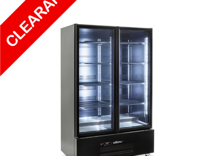 Two Door Black Colorbond Upright Display Refrigerator - HQS2GB