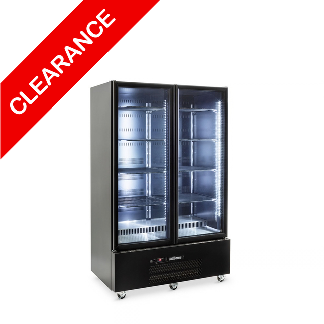 Cameo HQS2GBHC 2-Door Black Upright Display Refrigerator