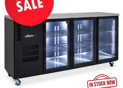 Cameo - Three Door Black Colorbond Under Counter Display Refrigerator - HC3UGBHC