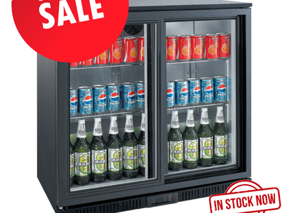 Exquisite UBC210SL Two Sliding Doors Backbar Display Refrigerators, Low Height