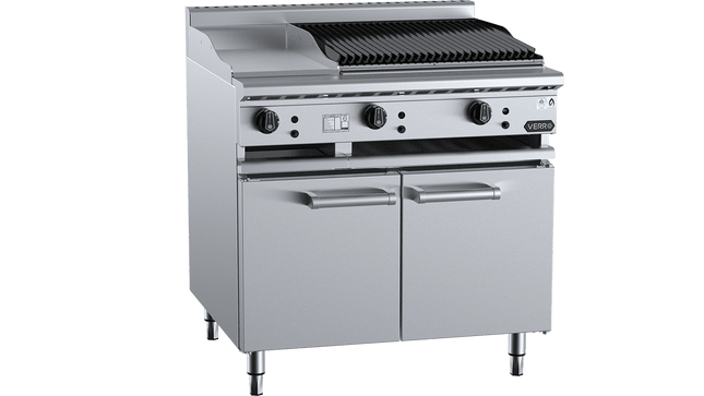 Verro Combination Boiling Tops - Combination 300mm Grill Plate &amp; 600mm Char Broiler Cabinet Mounted
