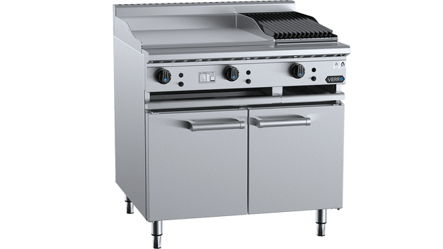 Verro Combination Boiling Tops - Combination 600mm Grill Plate &amp; 300mm Char Broiler Cabinet Mounted