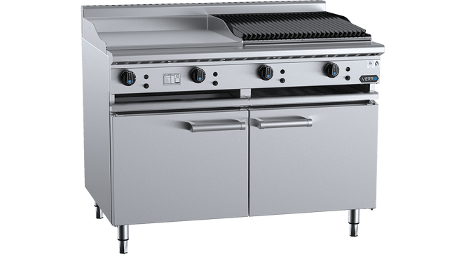 Verro Combination Boiling Tops - Combination 600mm Grill Plate &amp; 600mm Char Broiler Cabinet Mounted