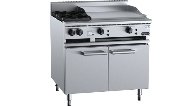 Verro Combination Boiling Tops - Combination Two Open Burners &amp; 600mm Grill Plate Cabinet Mounted
