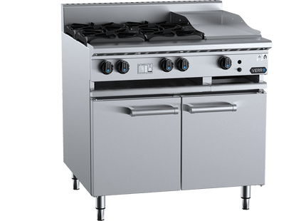 Verro Combination Boiling Tops - Combination Four Open Burners &amp; 300mm Grill Plate Cabinet Mounted