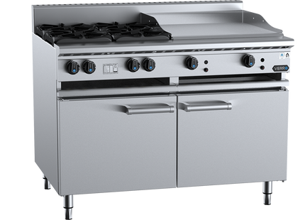 Verro Combination Boiling Tops - Combination Four Open Burners &amp; 600mm Grill Plate Cabinet Mounted