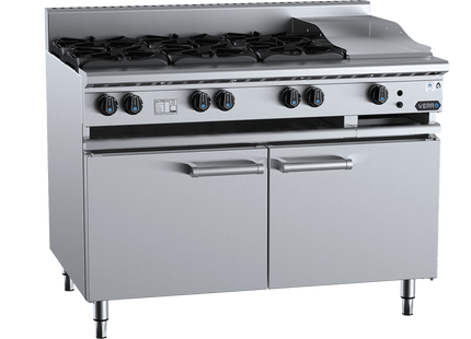 Verro Combination Boiling Tops - Combination Six Open Burners &amp; 300mm Grill Plate Cabinet Mounted