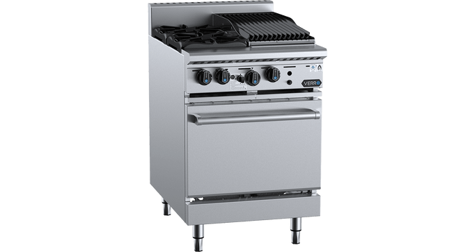 Verro Combination Ovens - Oven with Two Open Burners &amp; 300mm Char Broiler