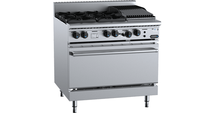 Verro Combination Ovens - Oven with Four Open Burners &amp; 300mm Char Broiler