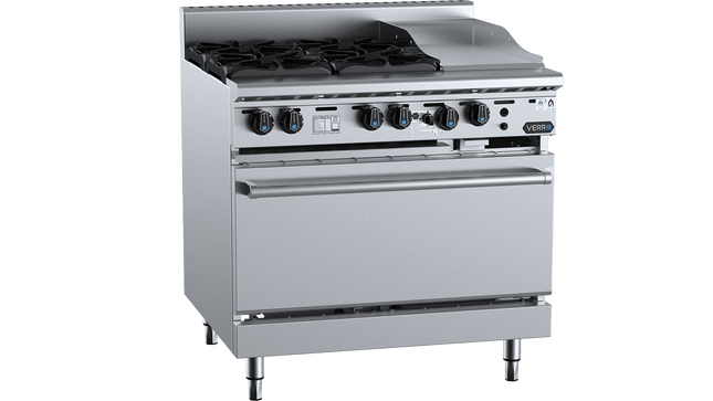 Verro Combination Ovens - Oven with Four Open Burners &amp; 300mm Grill Plate