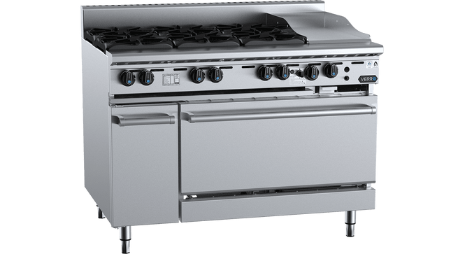 Verro Combination Ovens - Oven with Six Burners &amp; 300mm Grill Plate