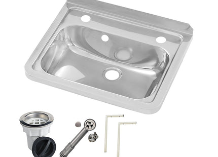 Wall Mounted Hand Basin -  2 Tap Hole - Inc Wall Brackets, Overflow Kit & Plug & Waste. 