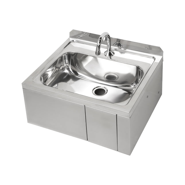 Hands Free Knee Operated Stainless Steel Time Flow Basin -with Tempering valve.  