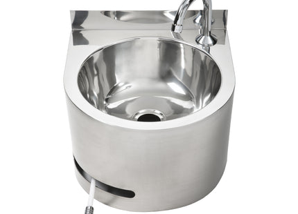 Round Hands Free Knee Operated Basin - Timed Flow Section View