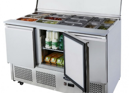 3 Doors Sliding Lid Saladette Fridge 1365 Mm Esl3850