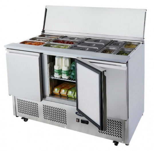 3 Doors Sliding Lid Saladette Fridge 1365 Mm Esl3850
