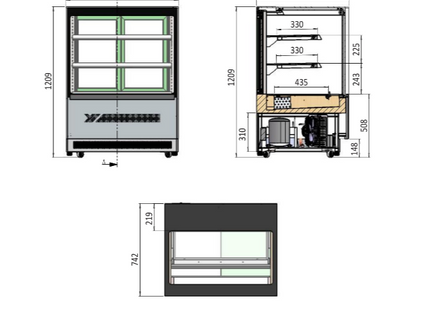Atosa DF127F Upright Square Cake Showcase 1200mm Fridge