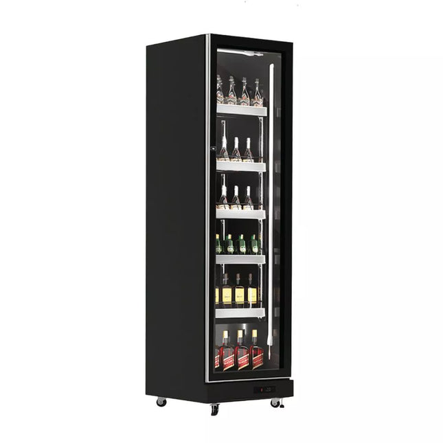 Exquisite DC410 One Glass Doors Upright Display Refrigerators – Black Colour
