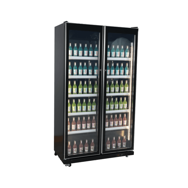 Exquisite DC700 Two Glass Doors Upright Display Refrigerators Black 690 Litre - Exquisite - Kitchen Equipment Victoria