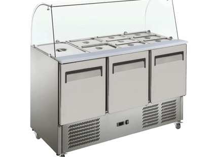 Exquisite Three Door Stainless Steel Top Food Preparation Refrigerators with Glass Canopy (Excluding Pans) - Exquisite - Kitchen Equipment Victoria