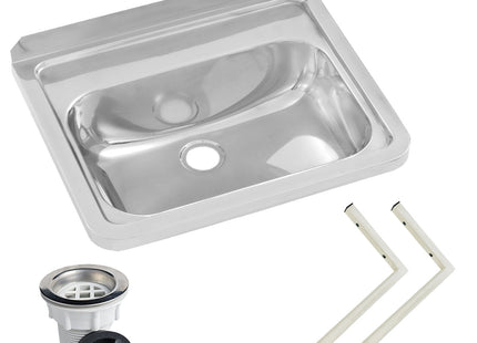 Wall Mounted Hand Basin - No Tap Hole - Inc Wall Brackets, & Plug & Waste.