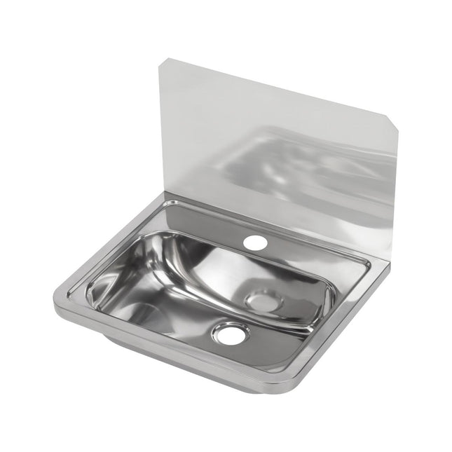 Wall Mounted Hand Basin with Splashback and 1 Centre Tap Hole 