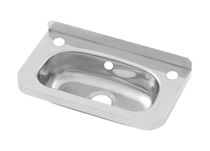 Compact Stainless Steel Hand Basin 2 tap holes, Inc Overflow Hole