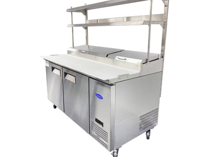 2 Door Pizza Prep Table Fridge With Over Shelf Mpf8202Os
