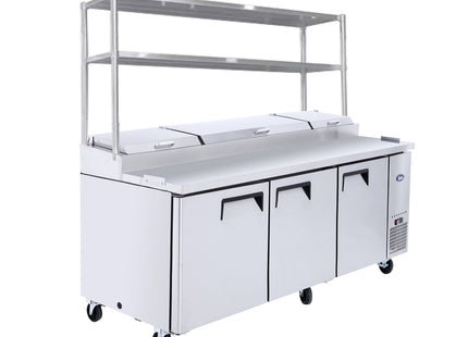 3 Door Pizza Prep Table Fridge With Over Shelf Mpf8203Os