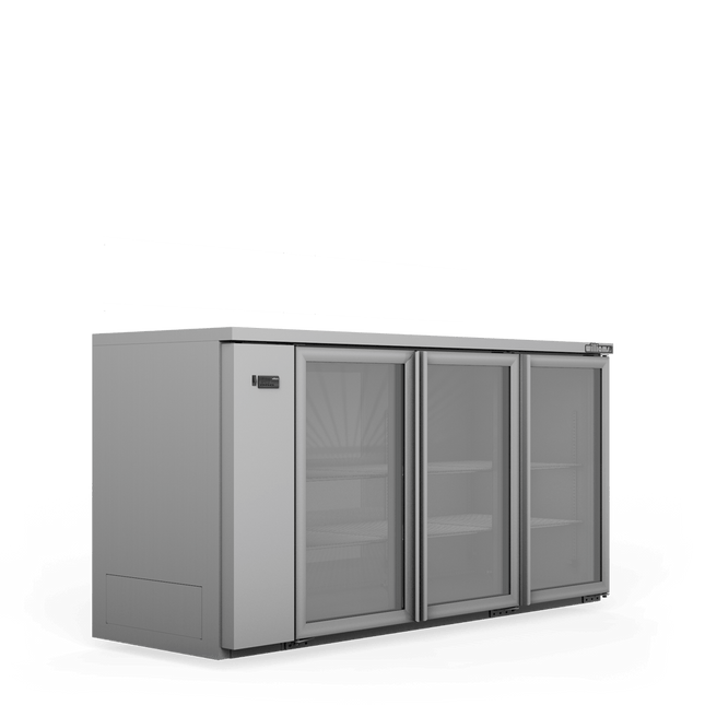Cameo - Three Door Stainless Steel Remote Back Bar Counter Display Refrigerator